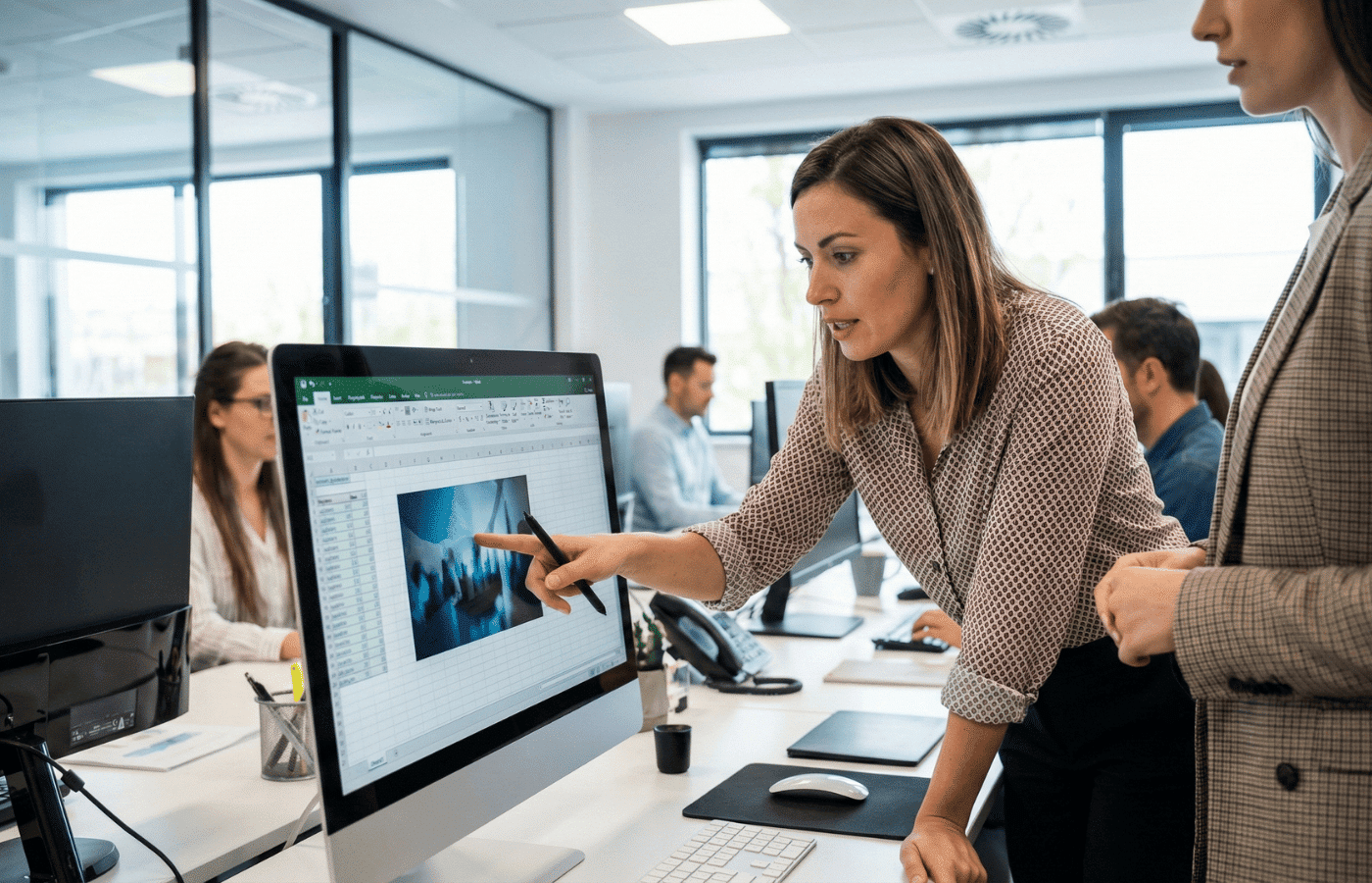 A graphic designer inserts an image into Google Sheets.