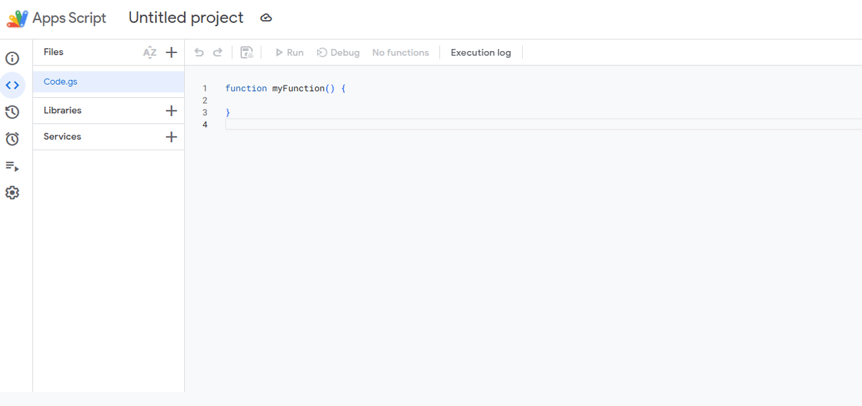Click on Apps Script or Script Editor to get to this screen.