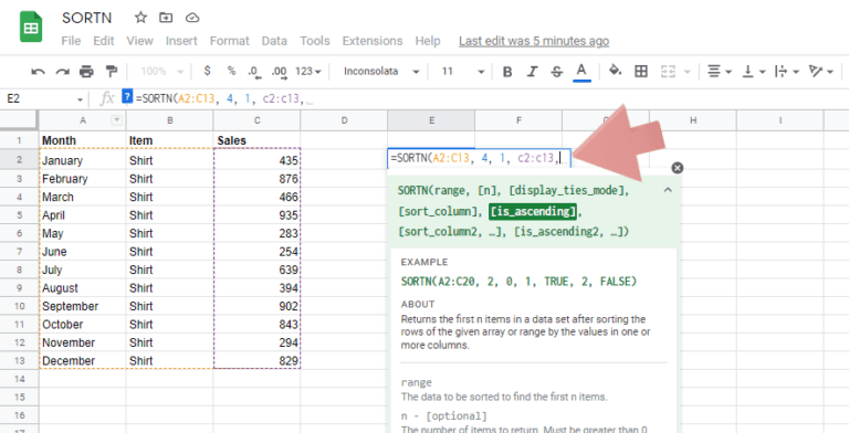 SORTN Google Sheets Function