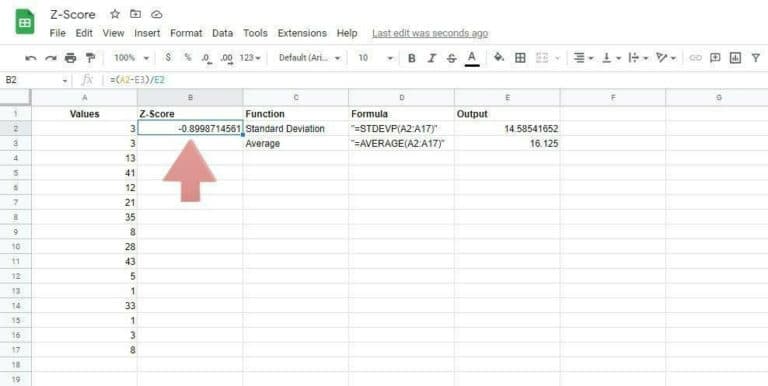 Z Score Google Sheets