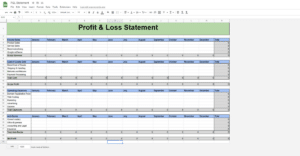 Google Sheets Profit and Loss Template