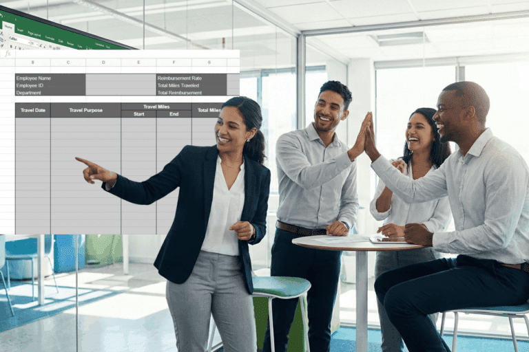A worker using a free Google Sheets Mileage Log Template.