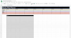 Meal Planning Spreadsheet Template for Google Sheets