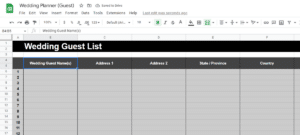 A completed guest list template