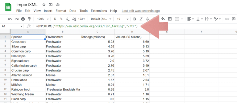 How to use IMPORTXML Google Sheets Function