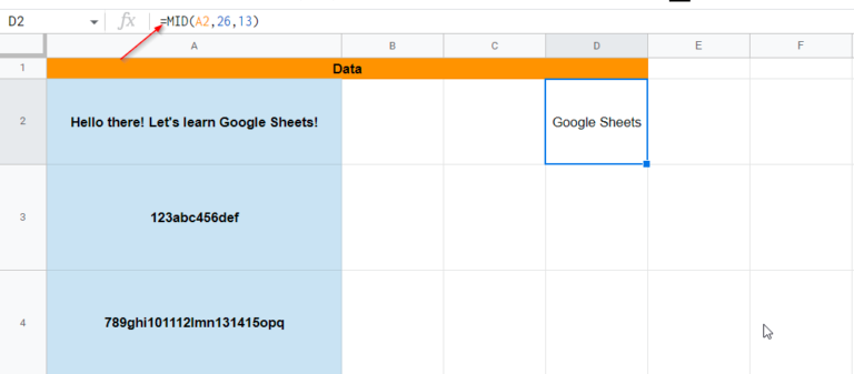 Using the MID function to extract substrings