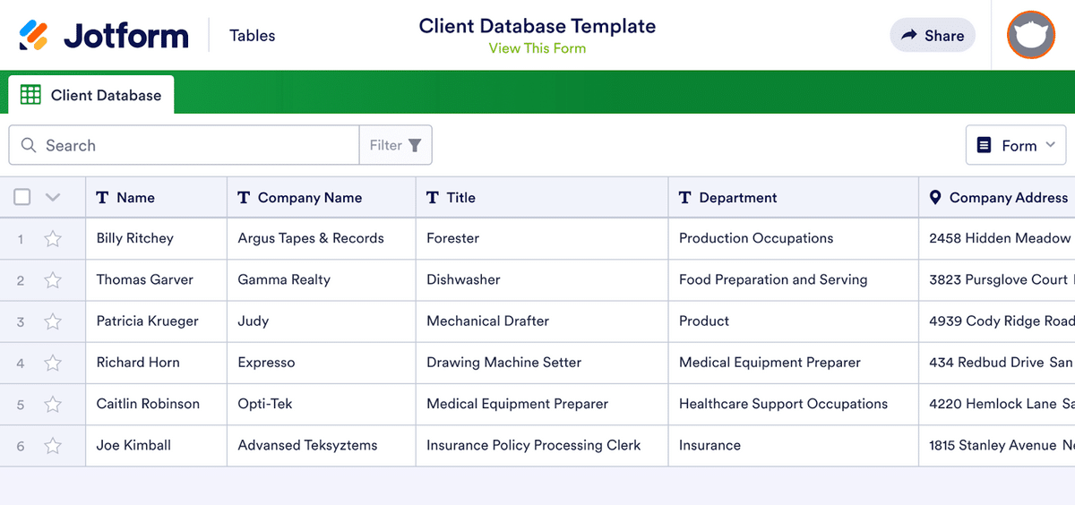 client database