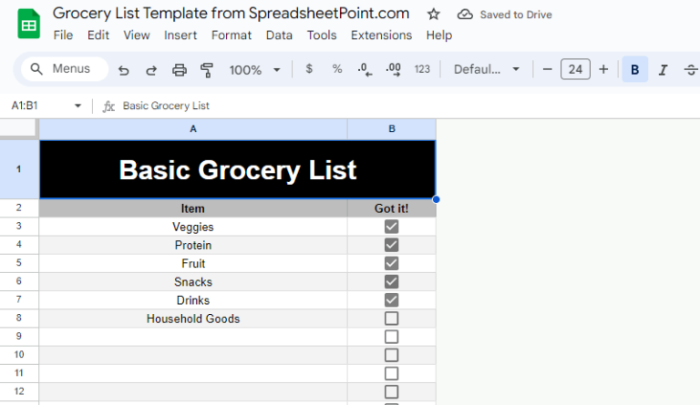 Free and Simple Google Sheets Grocery List Template for 2025