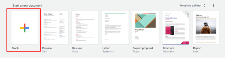 Google Docs blank document