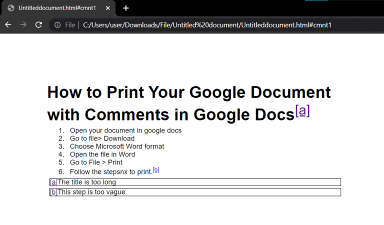print google doc with comments
