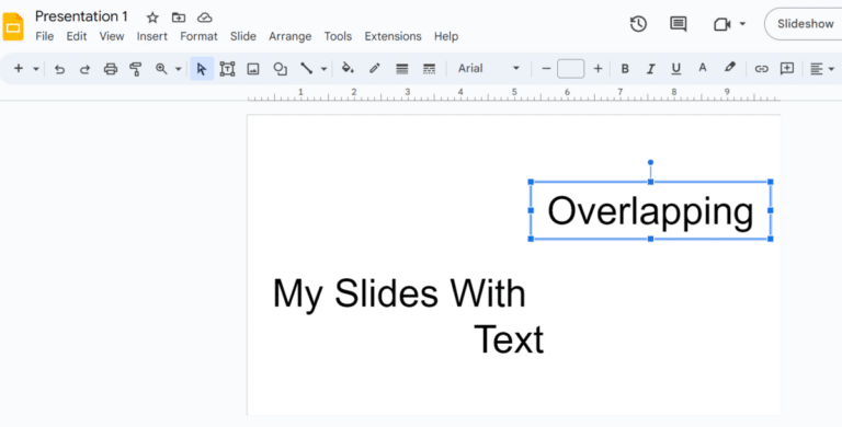Selecting a text box in Google Slides
