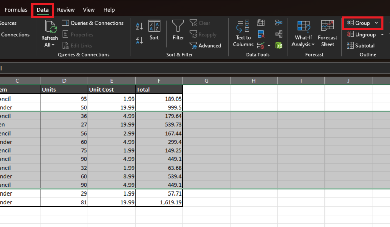 Selected rows to collapse