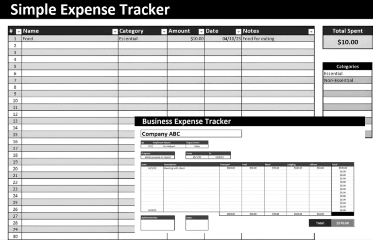 Two free expense tracker templates made for Excel.