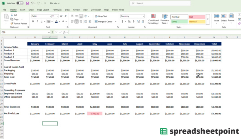 Here's our free P&L statement for Excel. It includes a walkthrough so you know exactly how to make it.