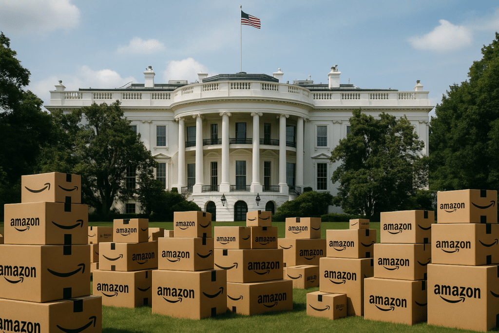 A reporter responds to the White House's comments on Amazon's rumor that they will show tariff data for consumers.