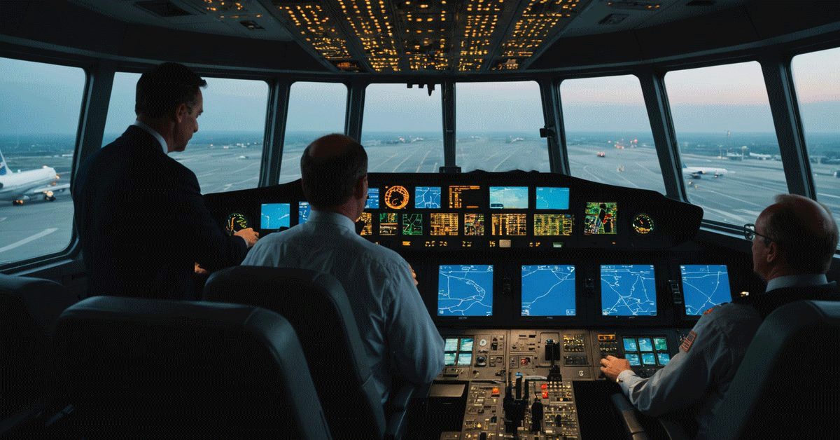 Pilots in a cockpit.