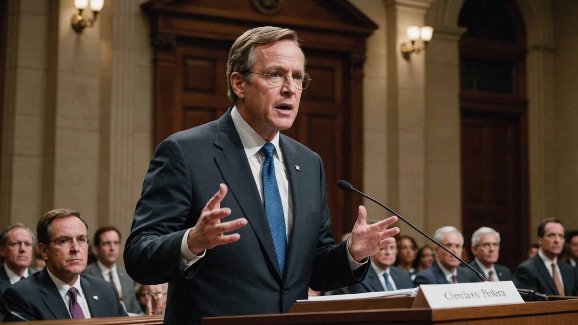 A lawmaker addressing congress about a potential AI bubble.