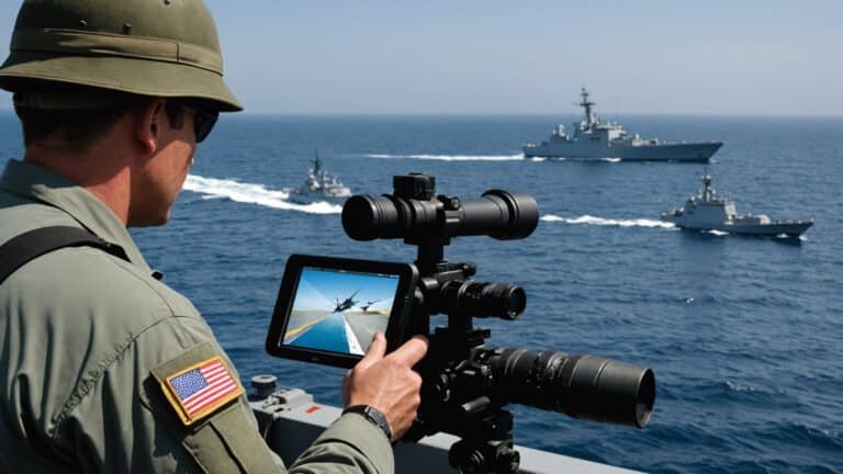 A rendering of a military operation at sea