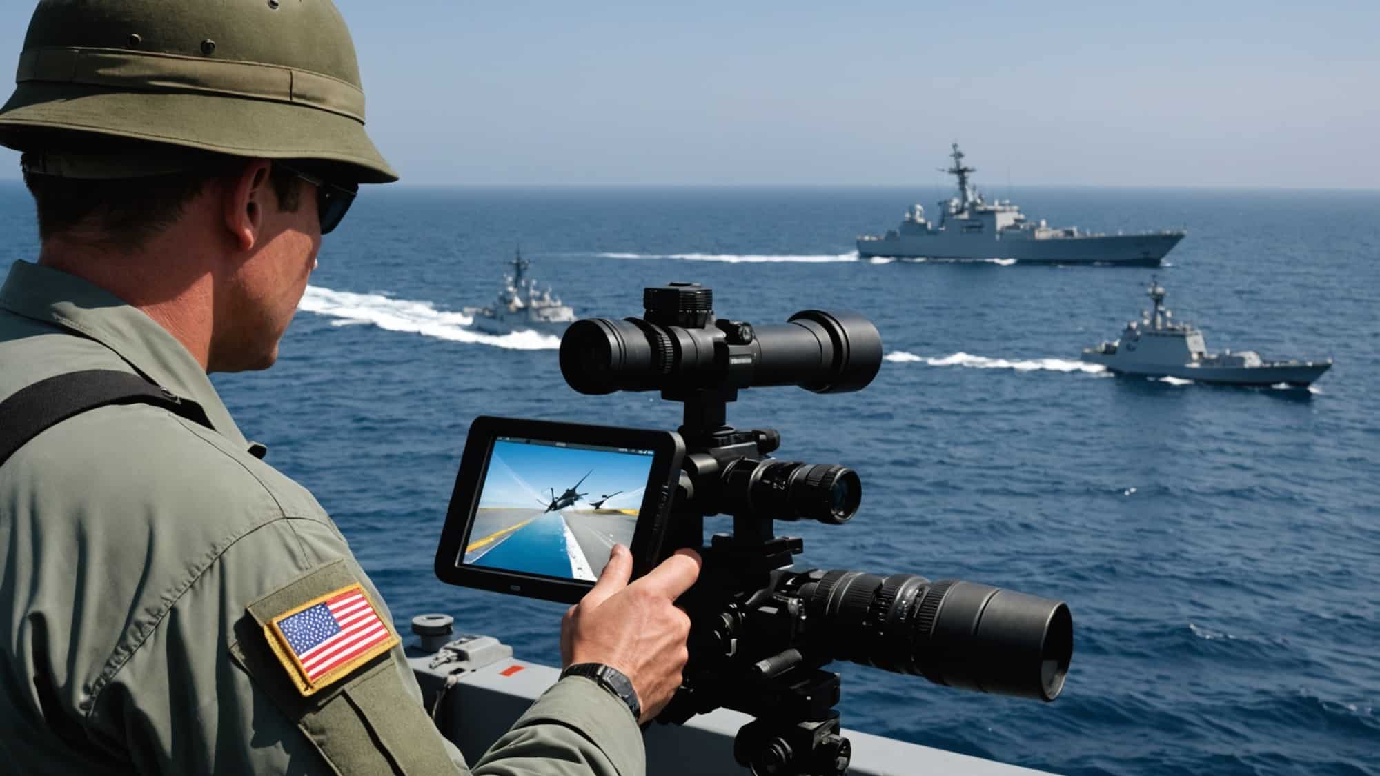 A rendering of a military operation at sea