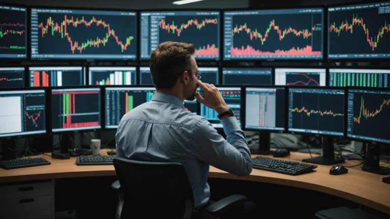 A worried crypto investor tracks his portfolio.
