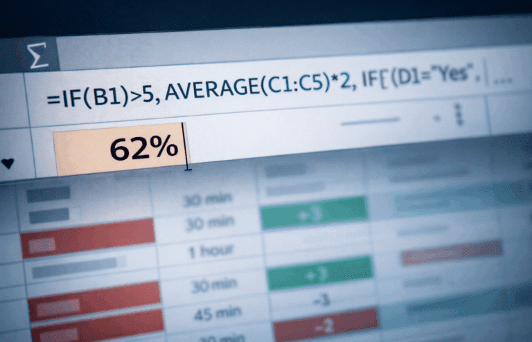 A spreadsheet showing the threshold for energy during a work week.
