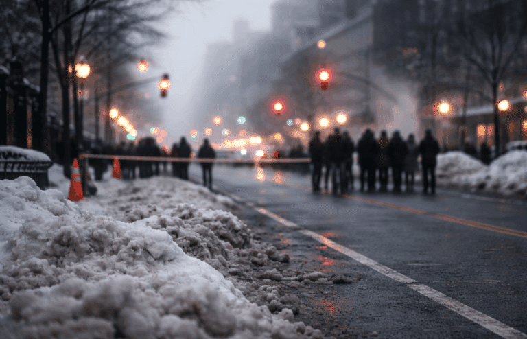 Snow on the side of the road Minneapolis.
