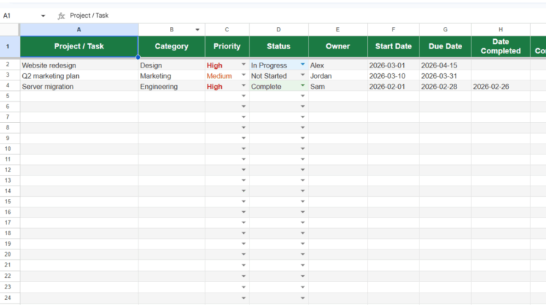 Free Project Update Template